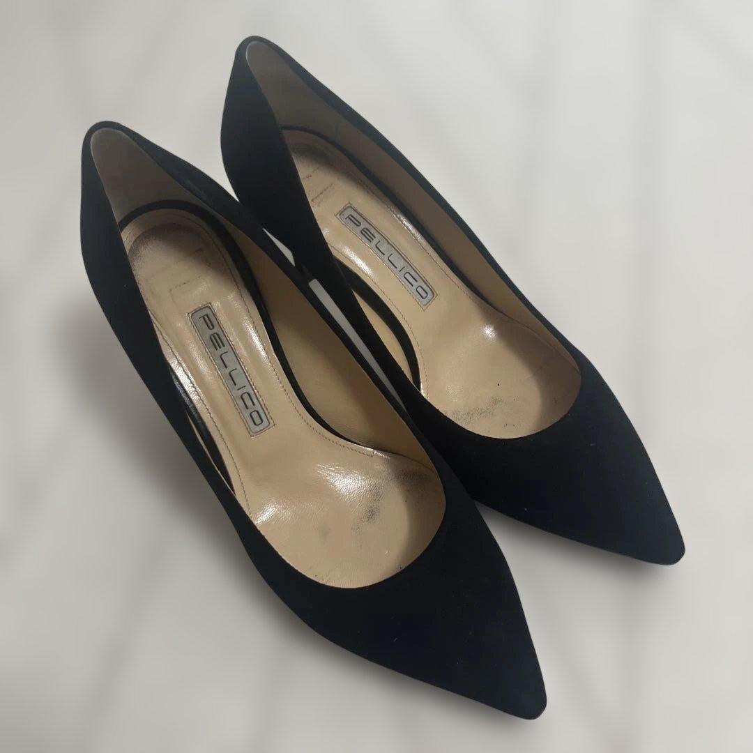 ペリーコ　スエード　ブラック　ヒール　37 1/2