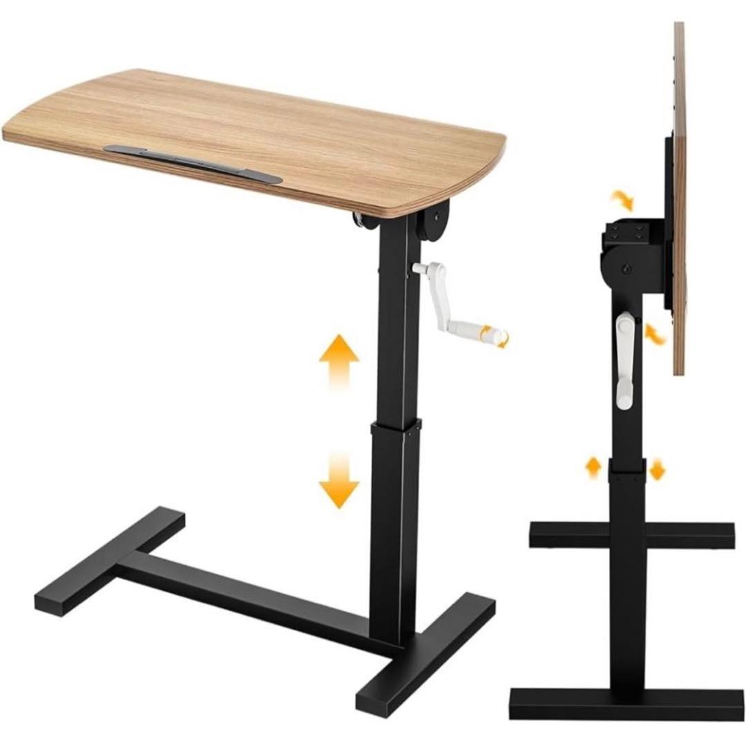サイドテーブル 昇降式デスク高さ65-94㎝ 介護用 ベッドテーブル　木の色