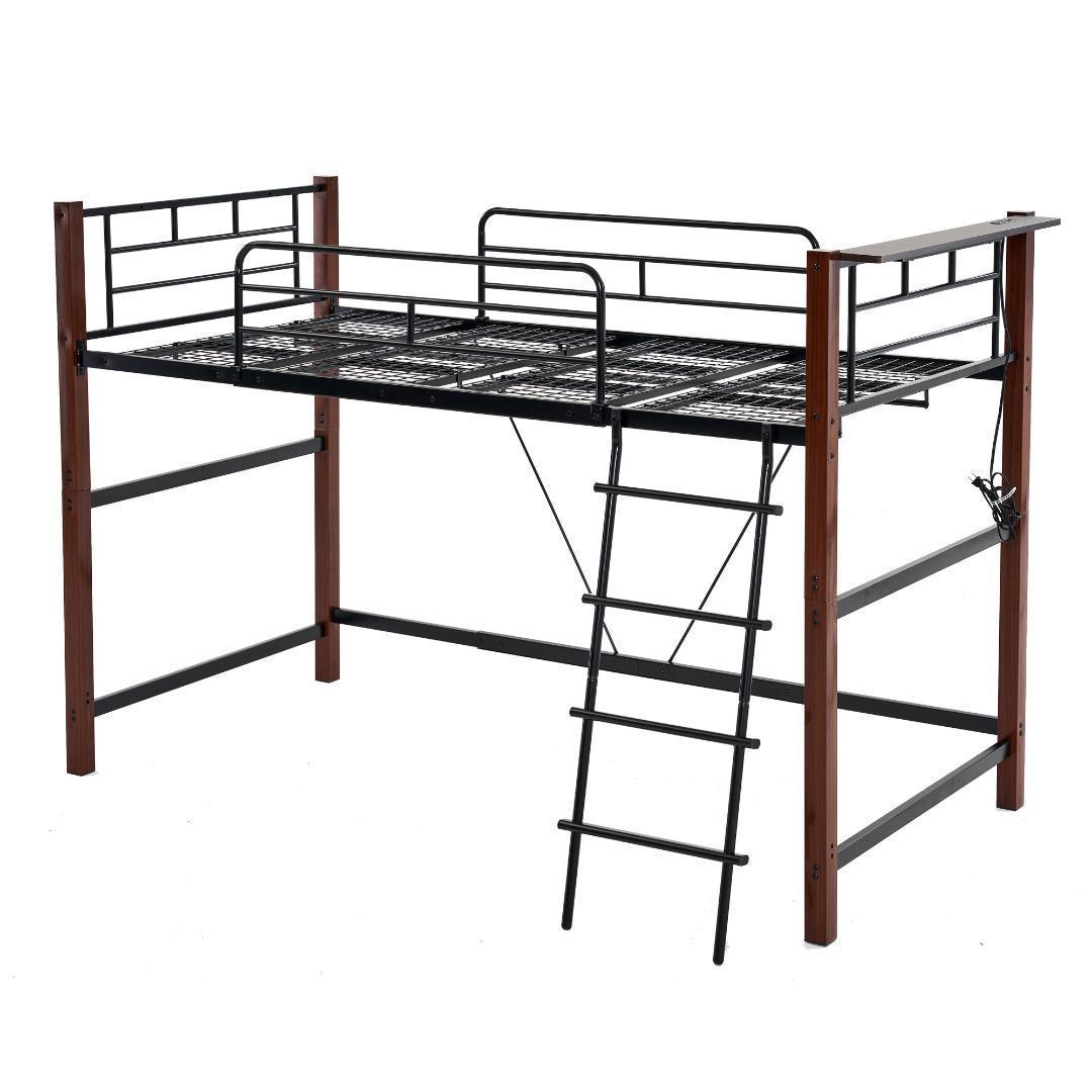 ロフトベッドパイプベッド シングル耐荷重150kg高さ140cmシステムベッド