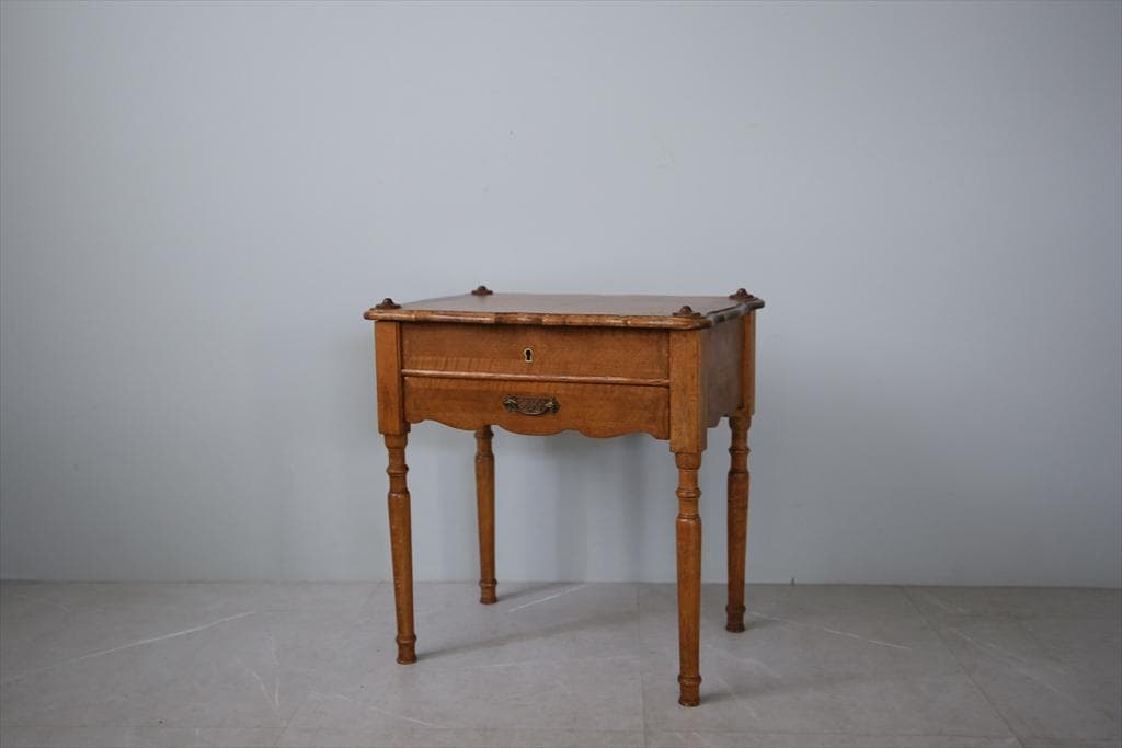 フランスアンティーク木製ソーイングテーブル/裁縫箱/メイクボックス(91-225