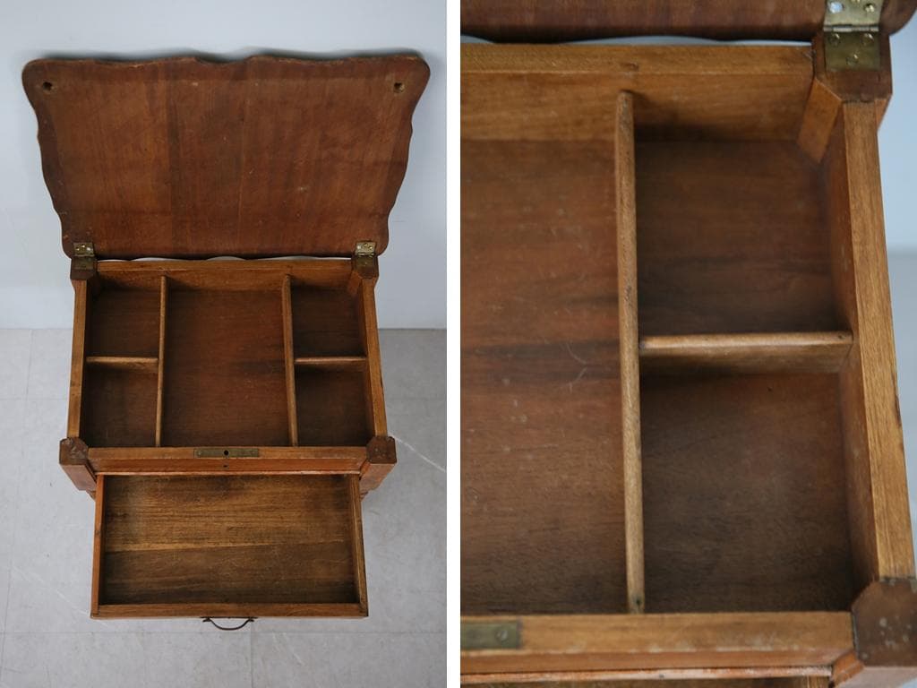 フランスアンティーク木製ソーイングテーブル/裁縫箱/メイクボックス(91-225