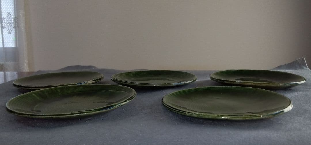 美濃焼の名工　大嶋久興　【子の日窯】　織部　希少美品　中皿　5枚セット