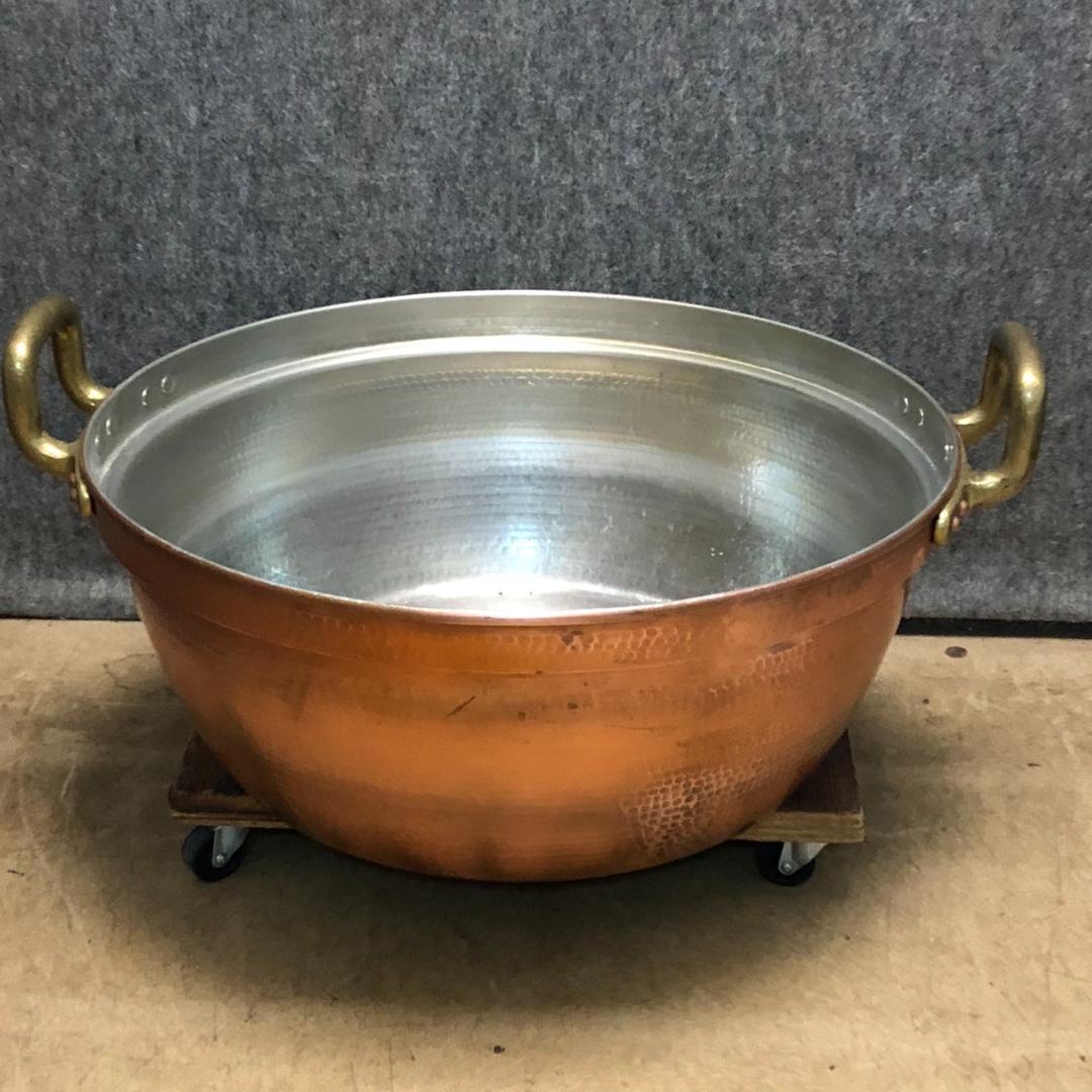 胴　54㎝大型鍋　打出料理鍋　錫引き