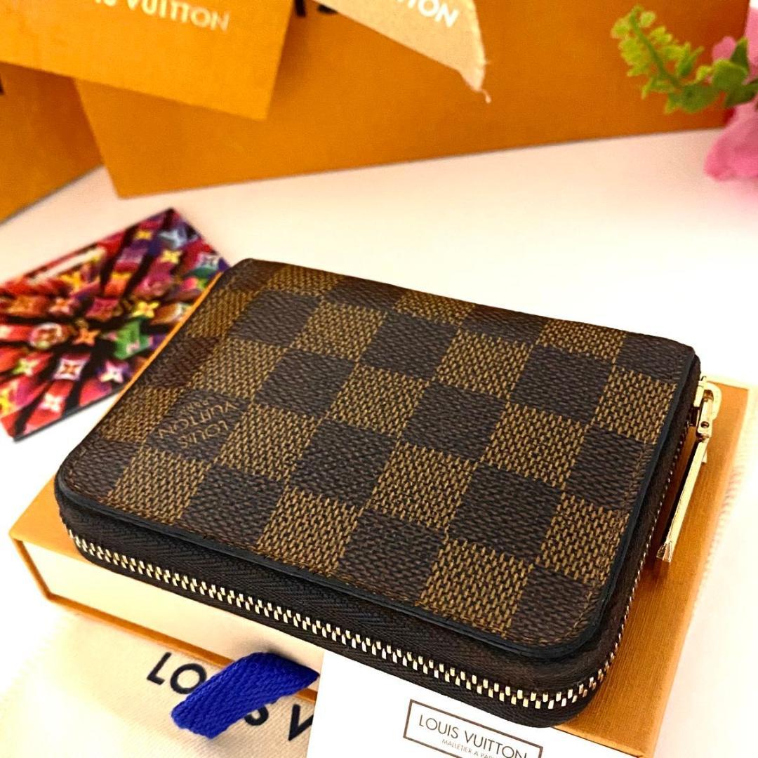 ルイ ヴィトン◎ダミエ パース エベヌ ラウンドファスナー 小銭入れ 茶色