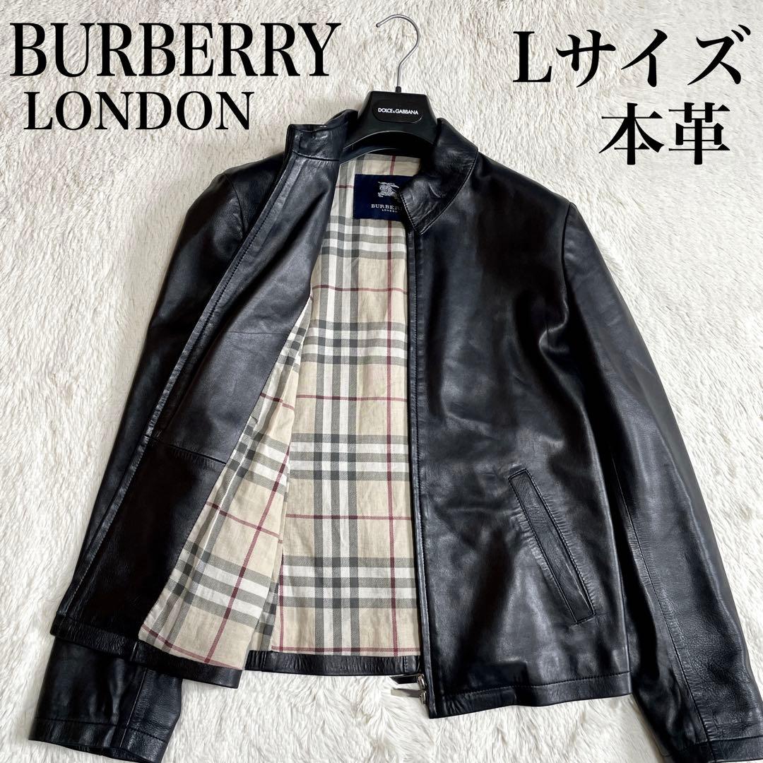美品 BURBERRY 比翼バーバリー ノバチェック シングル レザージャケット