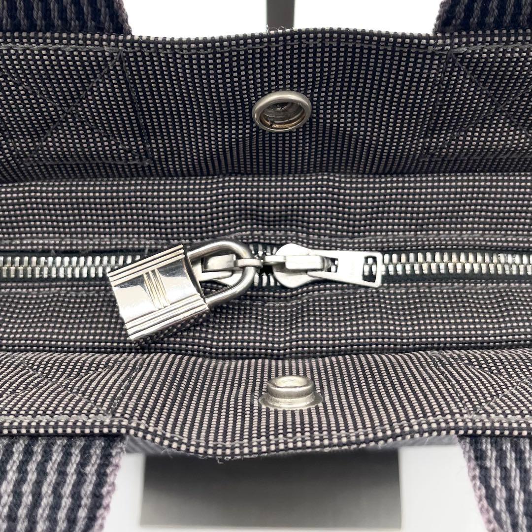 HERMESエルメス エールラインPM トートバッグ グレー カデナ付 通勤B5