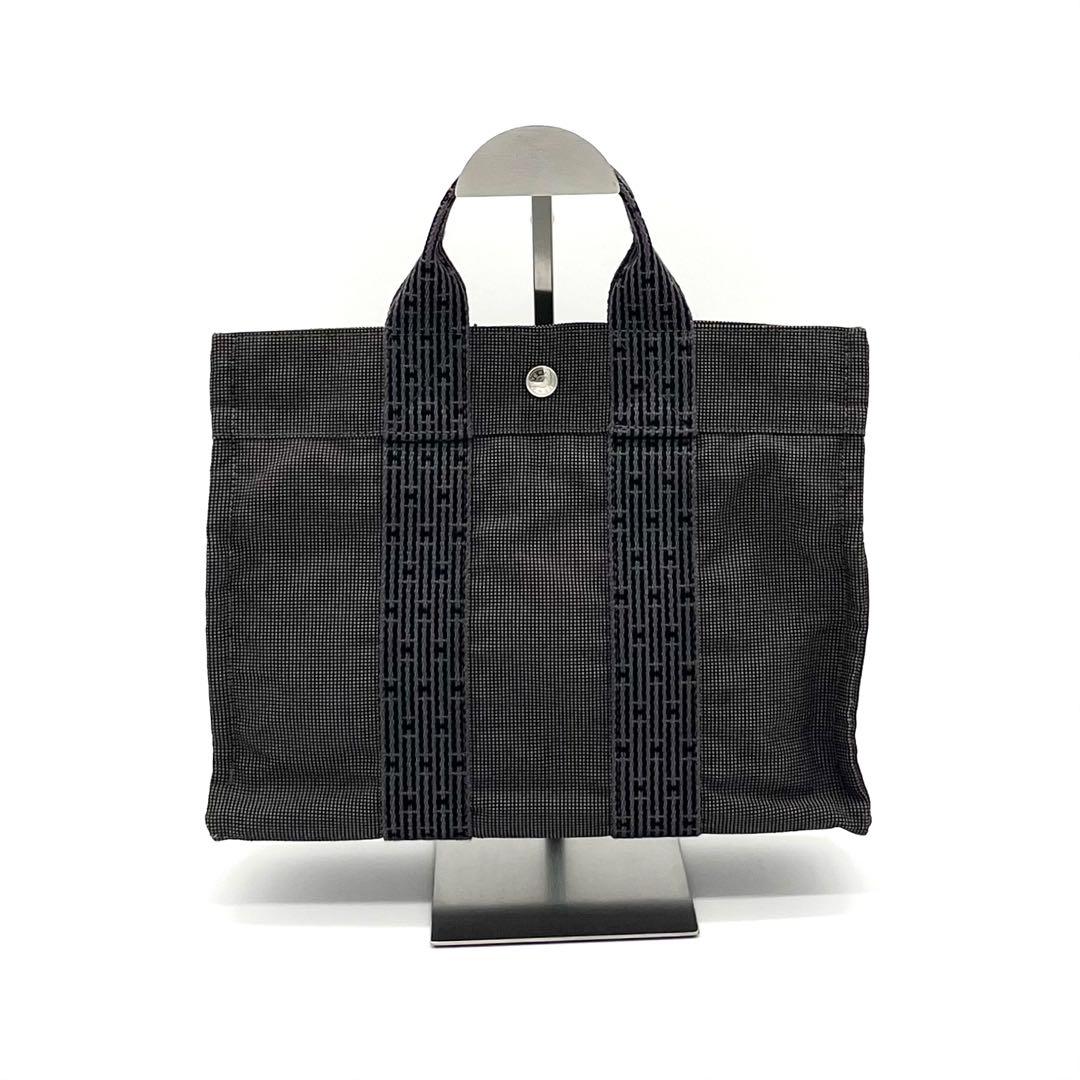 HERMESエルメス エールラインPM トートバッグ グレー カデナ付 通勤B5