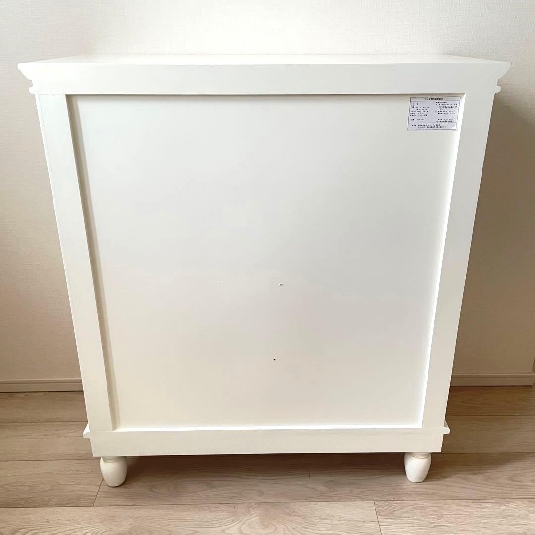 鍵付き アンティーク チェスト ハンプトンIIシリーズ 5D 白家具 姫 ロココ