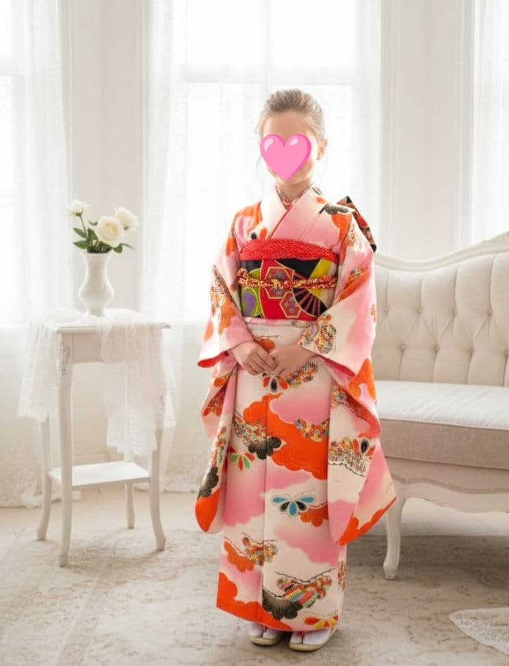 アンティーク白地の着物と袋帯セット