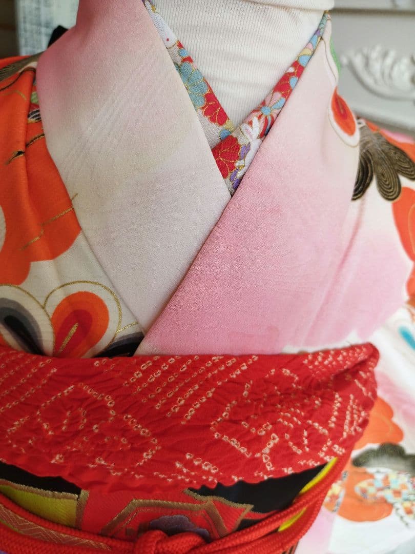 アンティーク白地の着物と袋帯セット