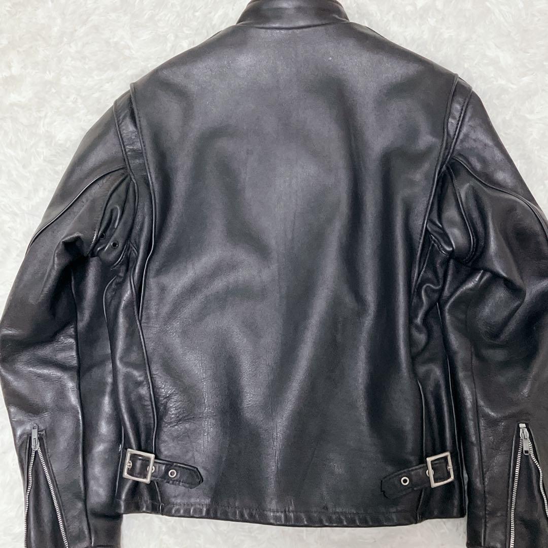 【米国製】schott ライダースジャケット シングル 2way 黒 本革 ボア