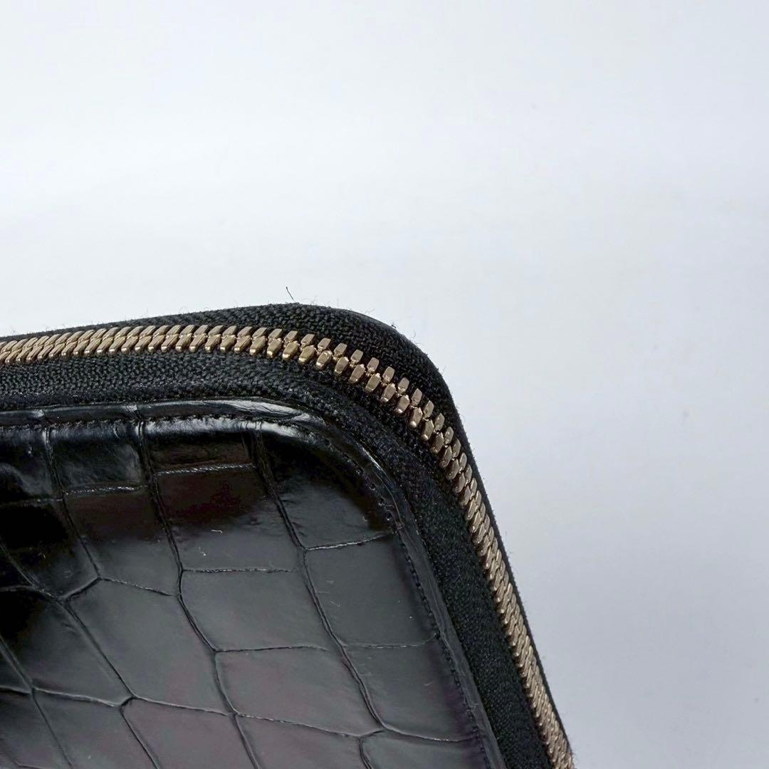 【美品】池田工芸　クロコ　ラウンドファスナー　ロングウォレット　ゴールドパイソン