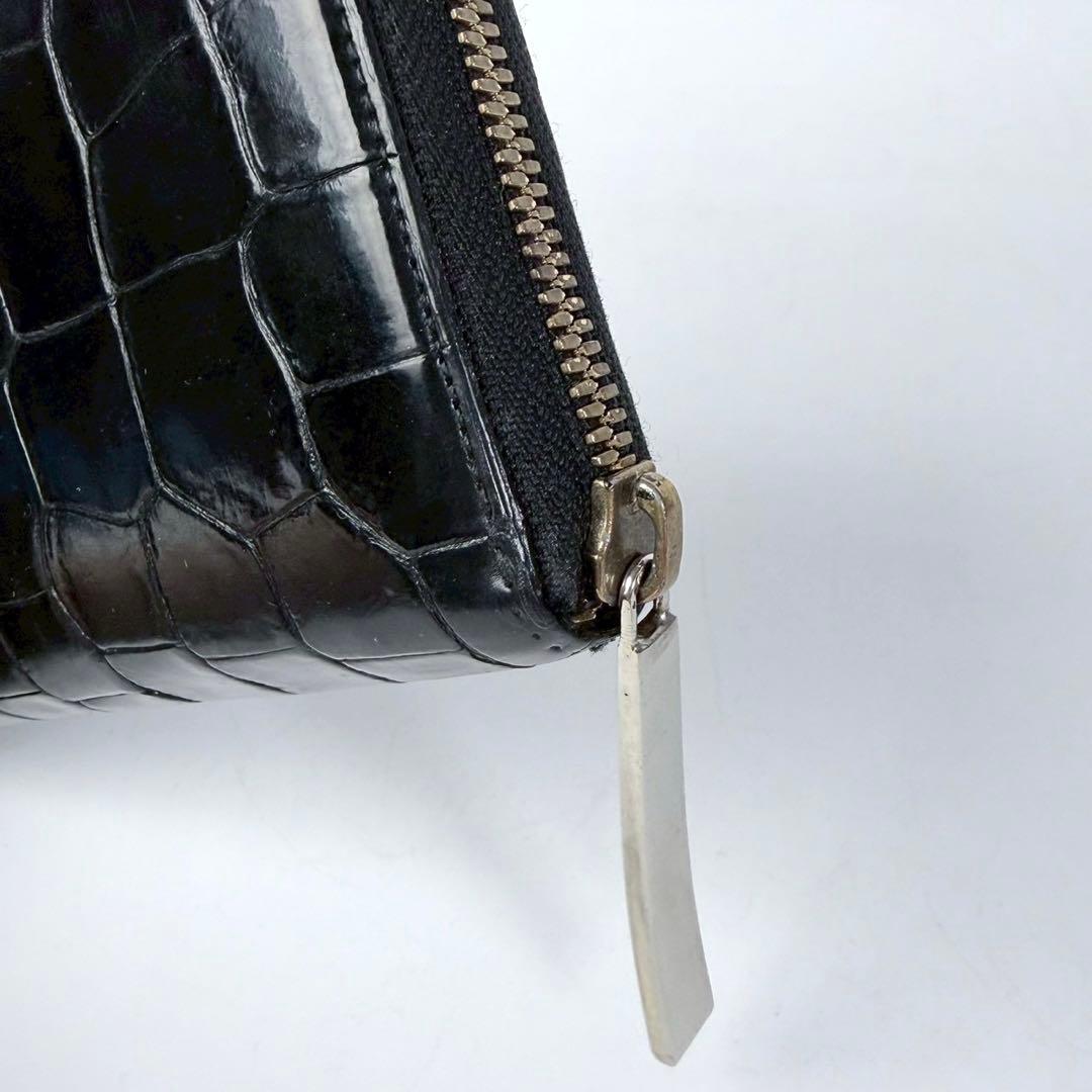 【美品】池田工芸　クロコ　ラウンドファスナー　ロングウォレット　ゴールドパイソン