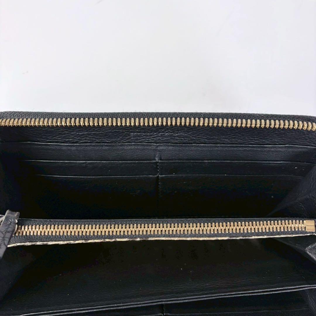 【美品】池田工芸　クロコ　ラウンドファスナー　ロングウォレット　ゴールドパイソン