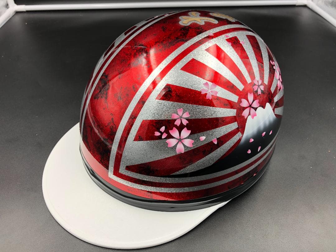 コルク半　カスタム　富士日章　三つボタン　レッドラップラメ　桜　高級クリヤ