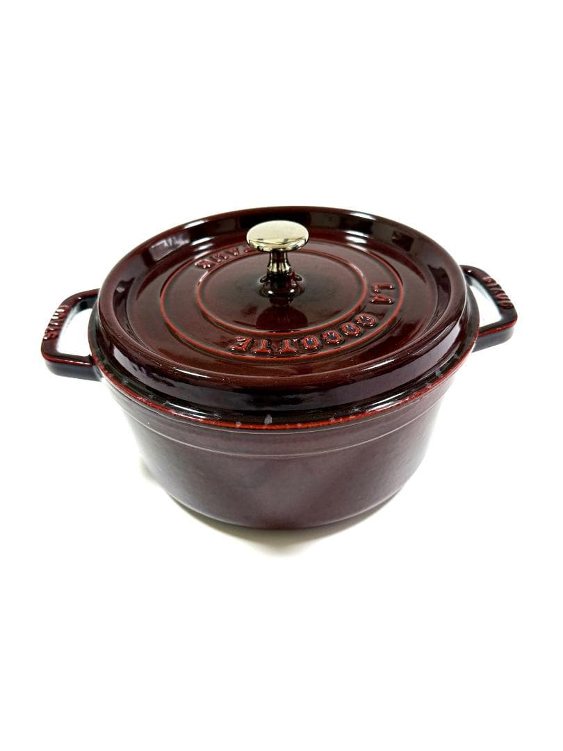 ストウブ ピコ・ココット ラウンド 24cm ボルドー／フランス製　【中古品】