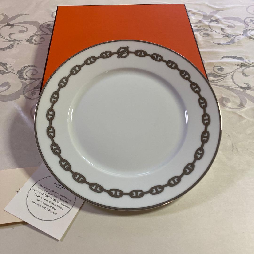 美品 HERMES シェーヌダンクル プレート 27cm プラチナ