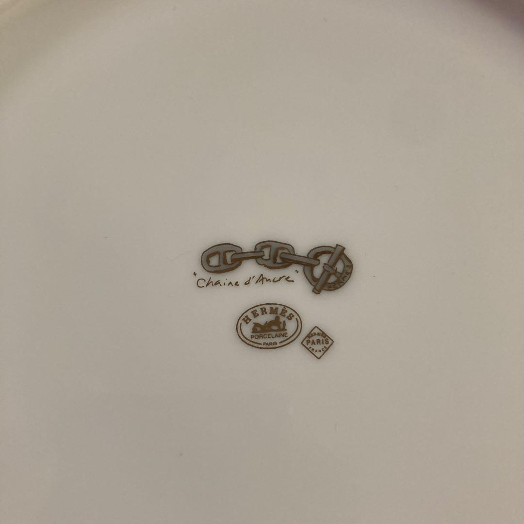 美品 HERMES シェーヌダンクル プレート 27cm プラチナ