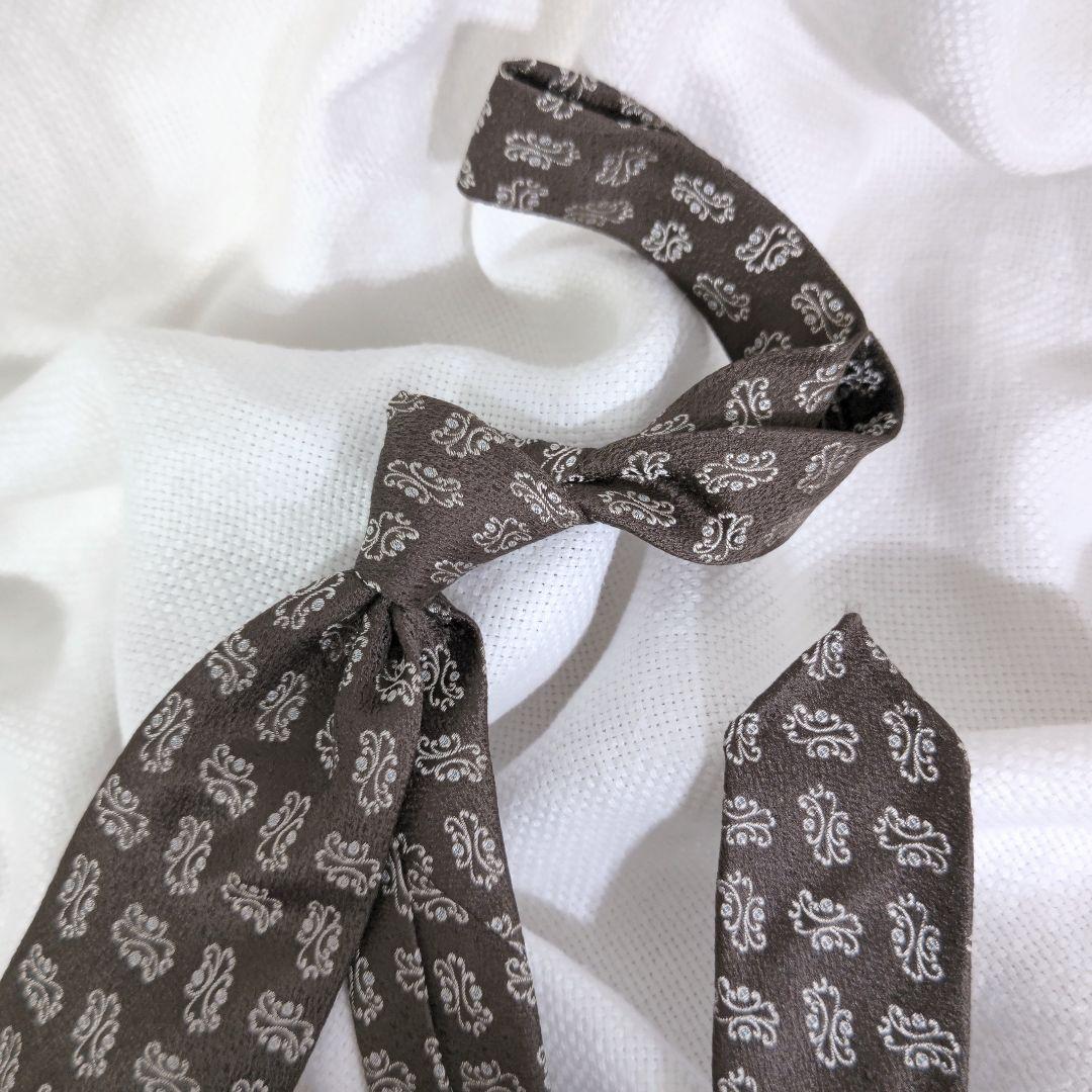 タイユアタイTIE YOUR TIEセッテピエゲシルクビジネス小紋柄ネクタイ茶