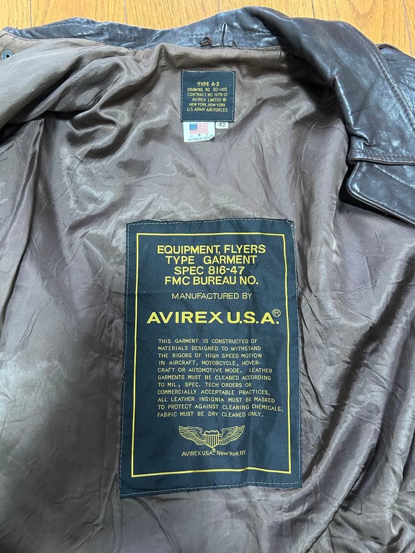 AVIREX U.S.A. TYPE A-2 レザーフライトジャケット