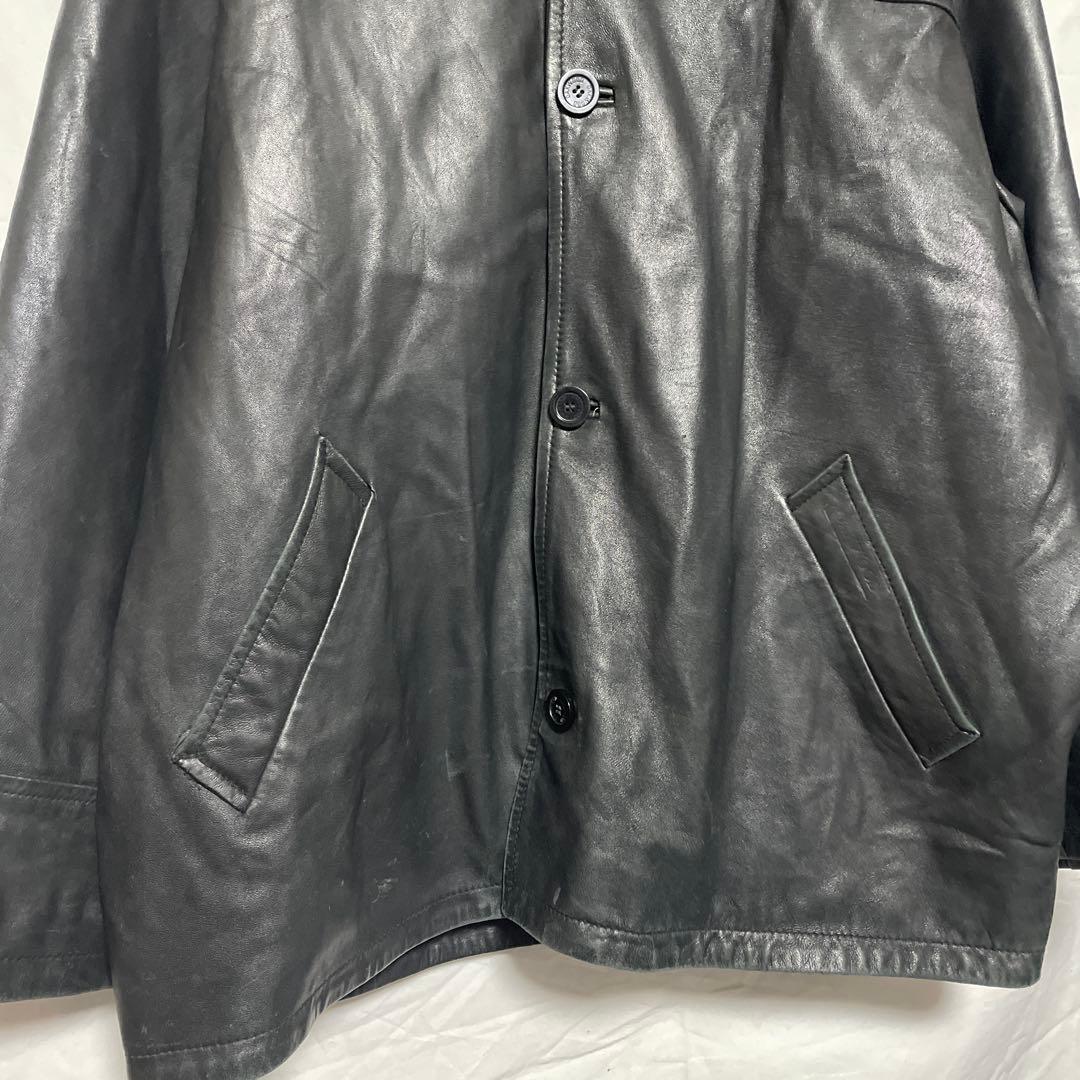 レザー古着 希少ビッグサイズ ラム本革カバーオール カーコート ヴィンテージ