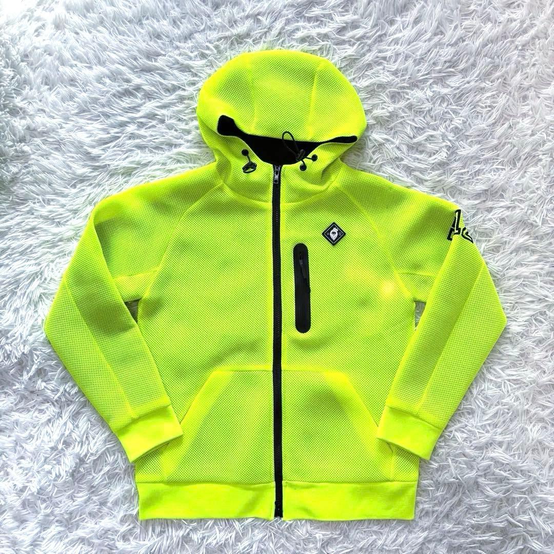 V12 ゴルフ パーカー メッシュ イエロー ブルゾン ジップ