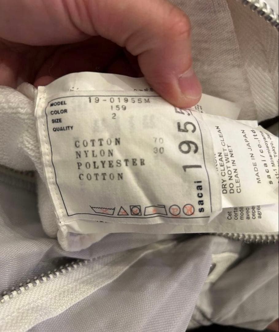 sacai パーカー サイズ2 ブルゾン ジャケット ライダース スウェット