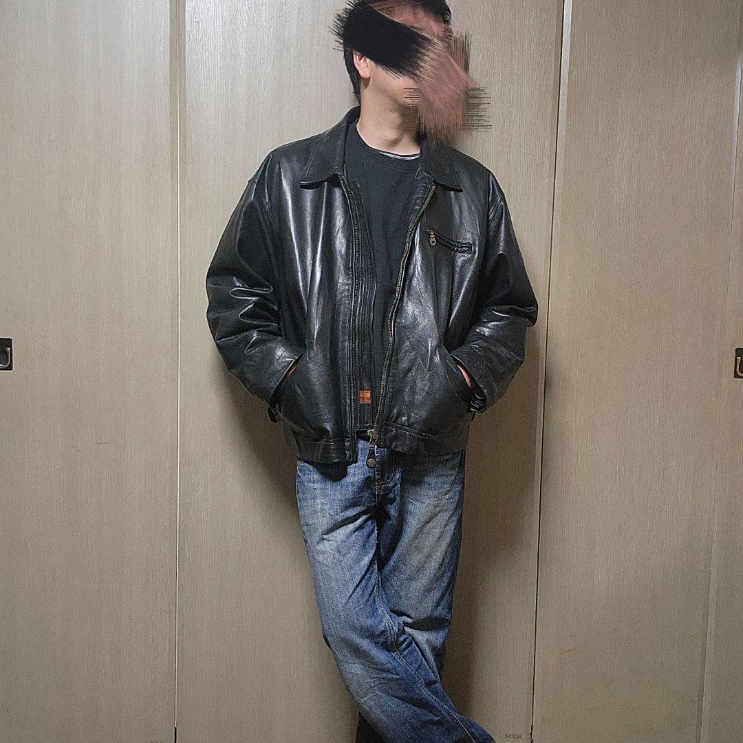 オーバーサイズ　レザージャケット　　XL相当