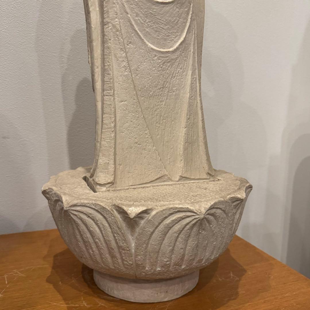 聖観音菩薩立像 石像 台座付 大型サイズ(高さ74cm)