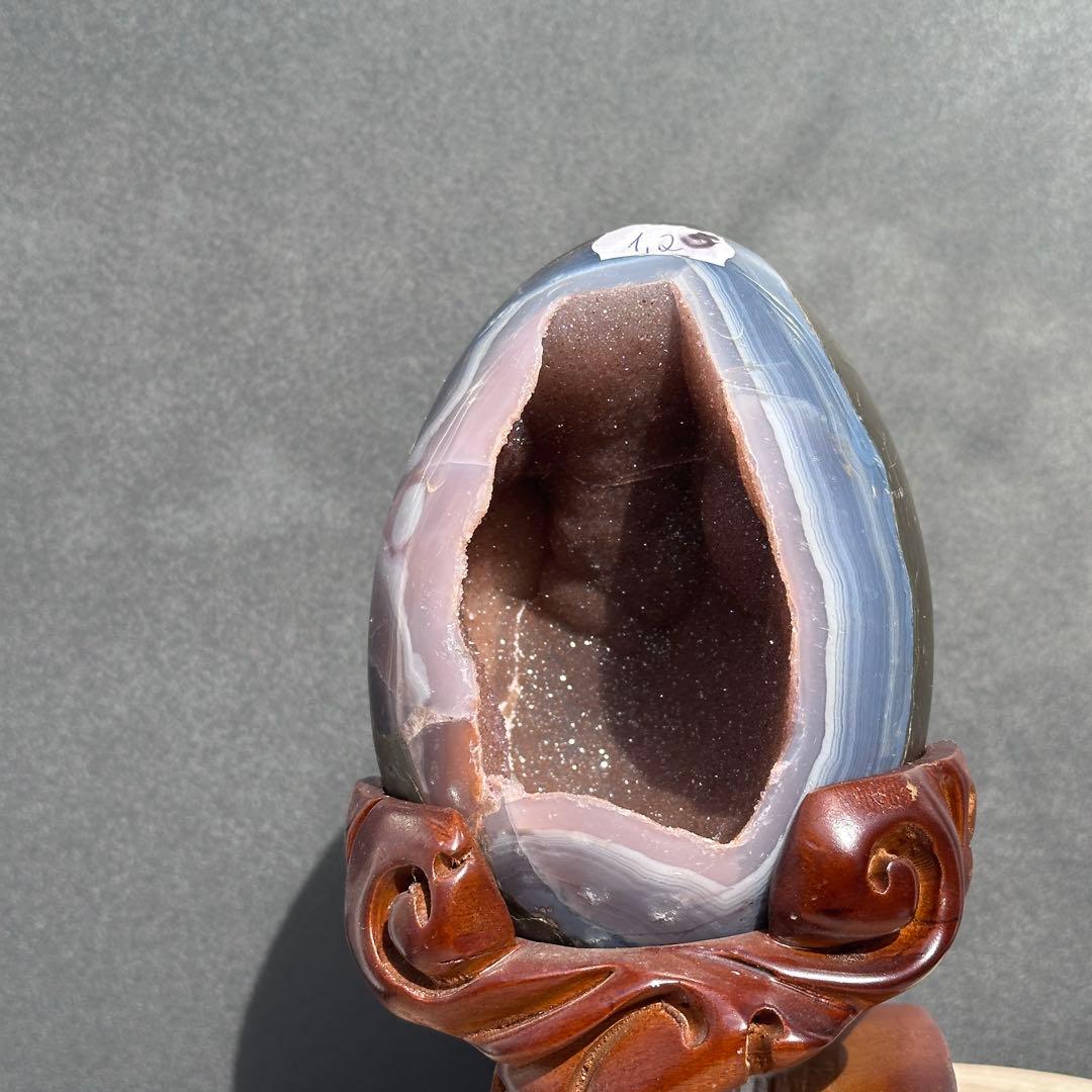 ウルグアイ産❣️天然石 瑪瑙の卵形　置物D.474