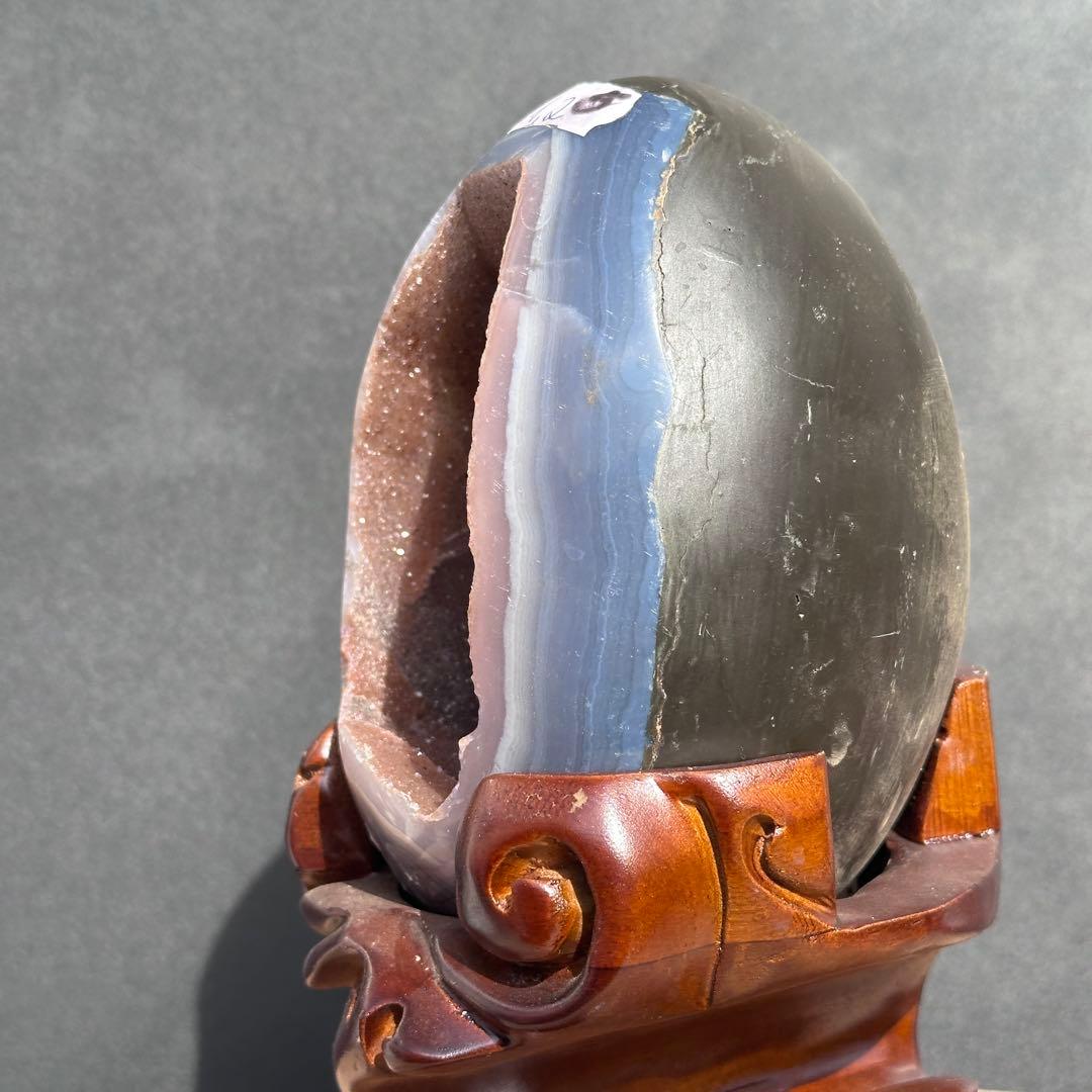 ウルグアイ産❣️天然石 瑪瑙の卵形　置物D.474