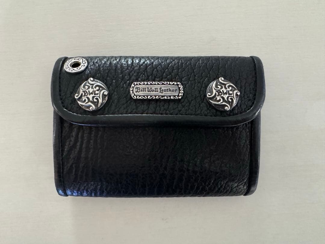 ビルウォールレザー　シャークレザー　ミディアムウォレット ブラック/シルバー