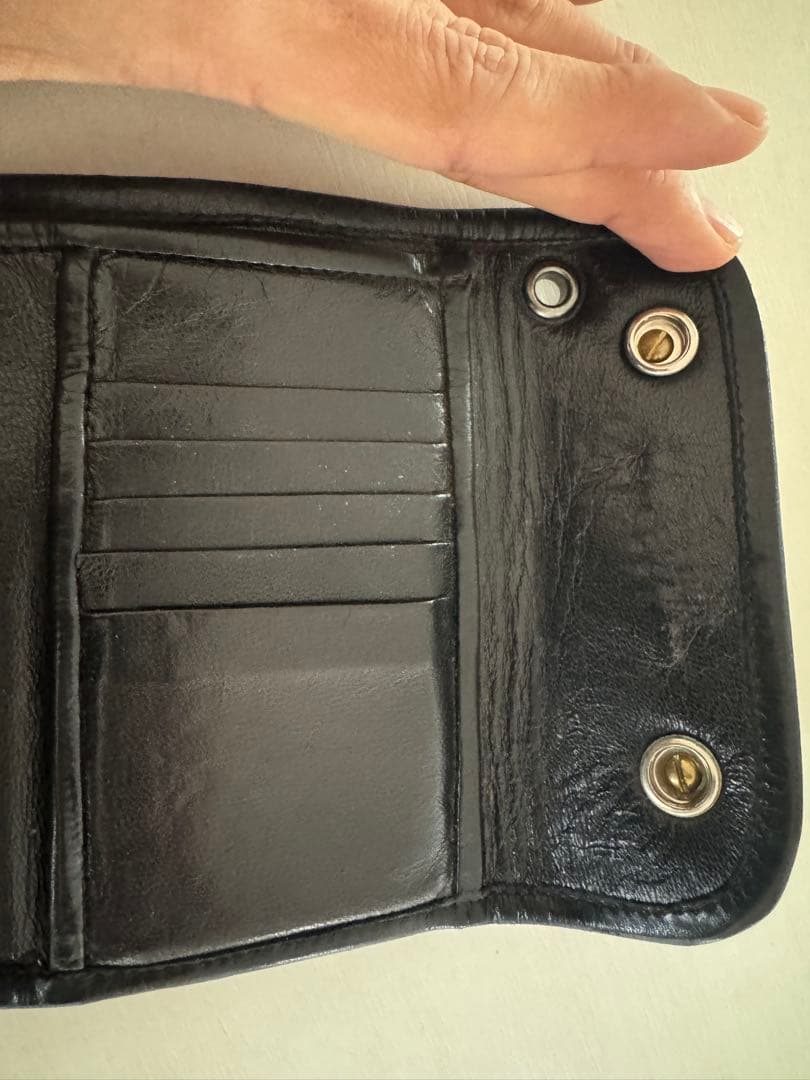 ビルウォールレザー　シャークレザー　ミディアムウォレット ブラック/シルバー