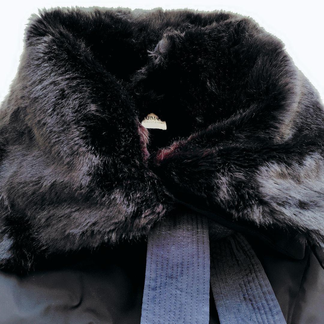 希少 アルマーニ 極暖 ホワイトダックダウンコート ライナー ファー リボン