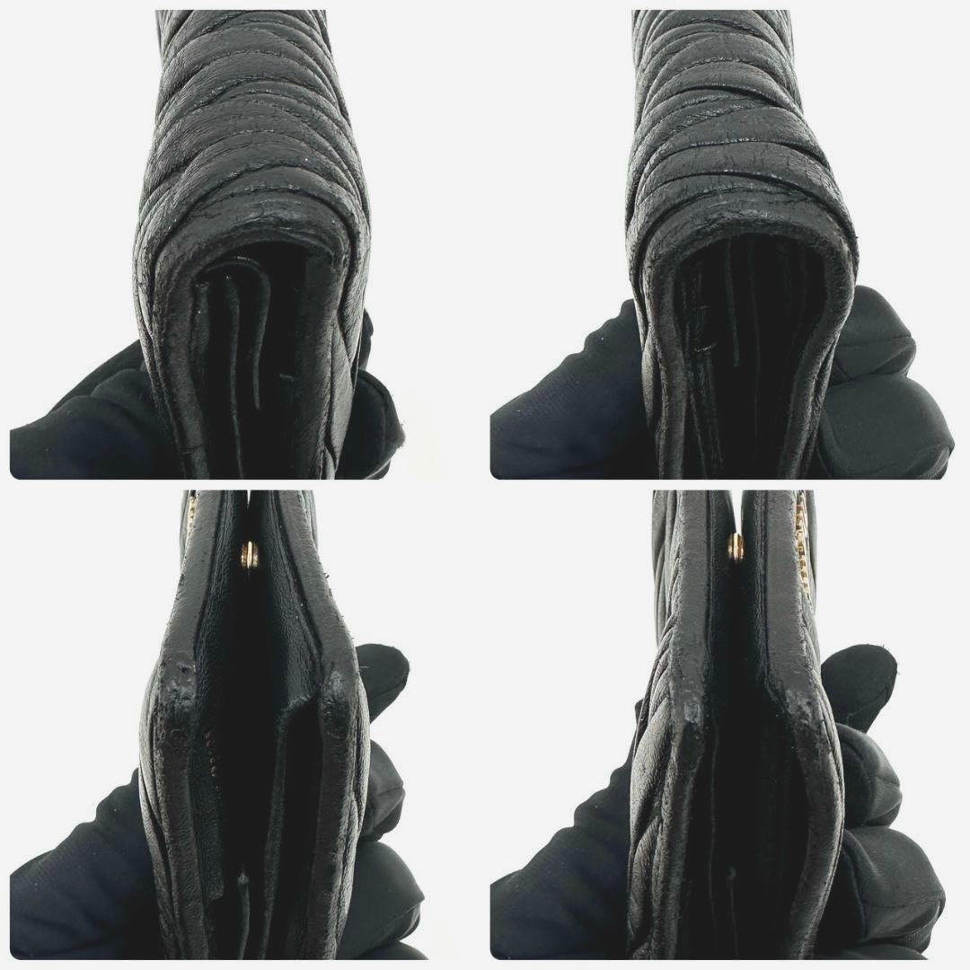 miu miu ミュウミュウ マテラッセ ギャザー 二つ折り財布 ブラック 袋付