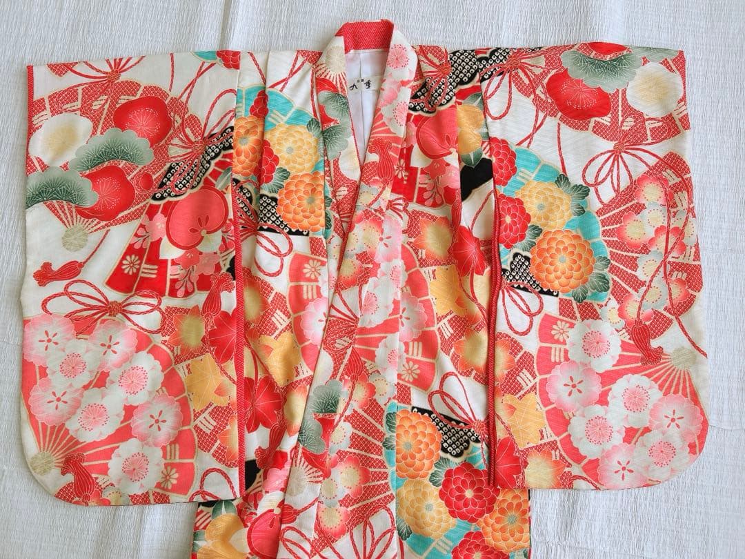 七五三 3歳着物 被布セット 化繊 レトロ調