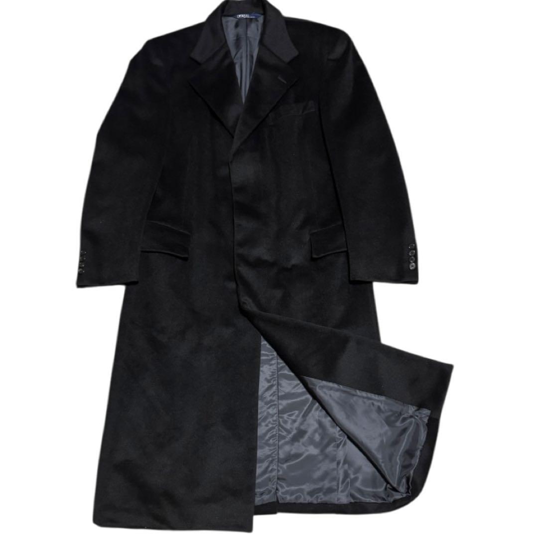 美品 ポロバイラルフローレン 90s 比翼 ウール チェスターコート ブラック
