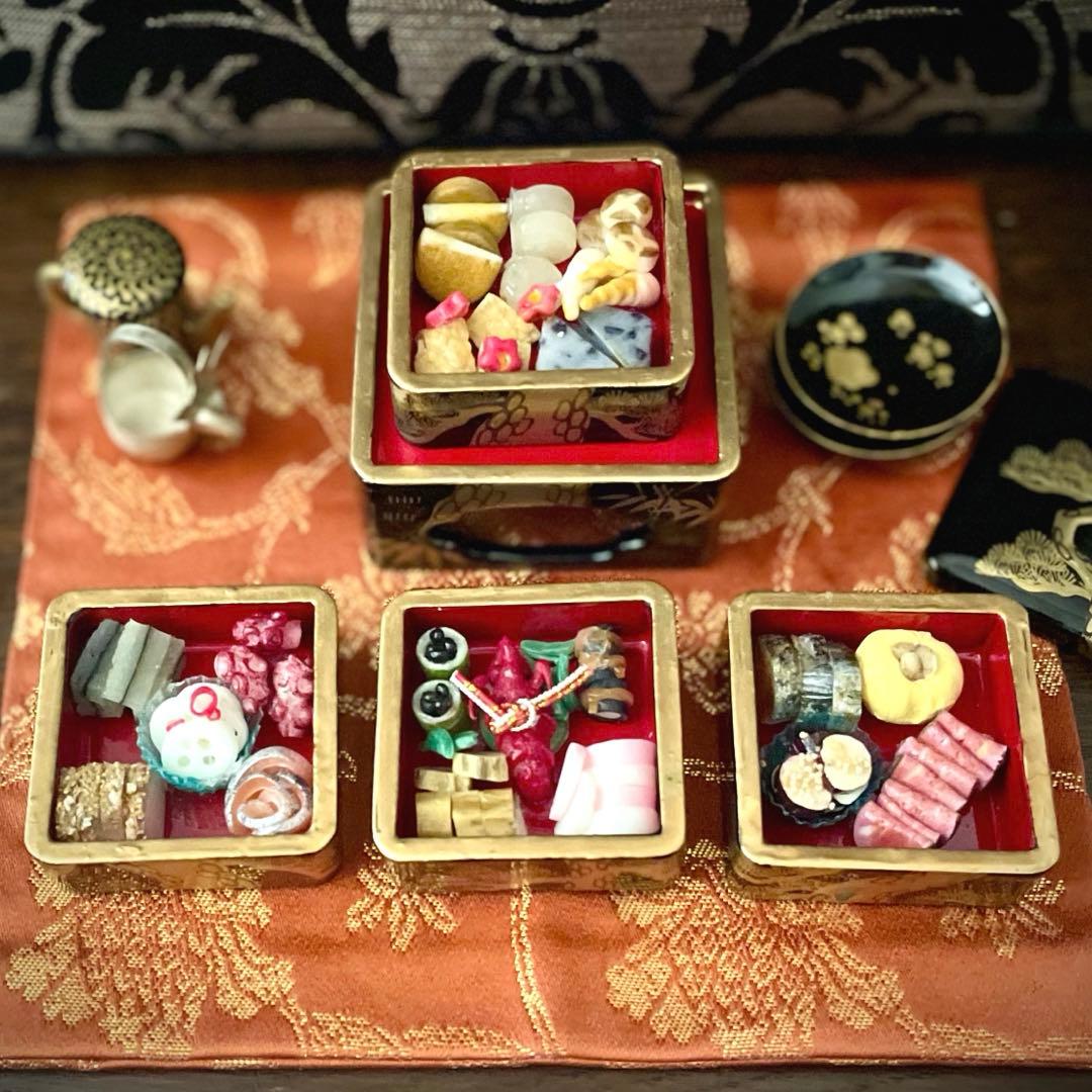 ミニチュア おせち 本金漆器 雛重 セット
