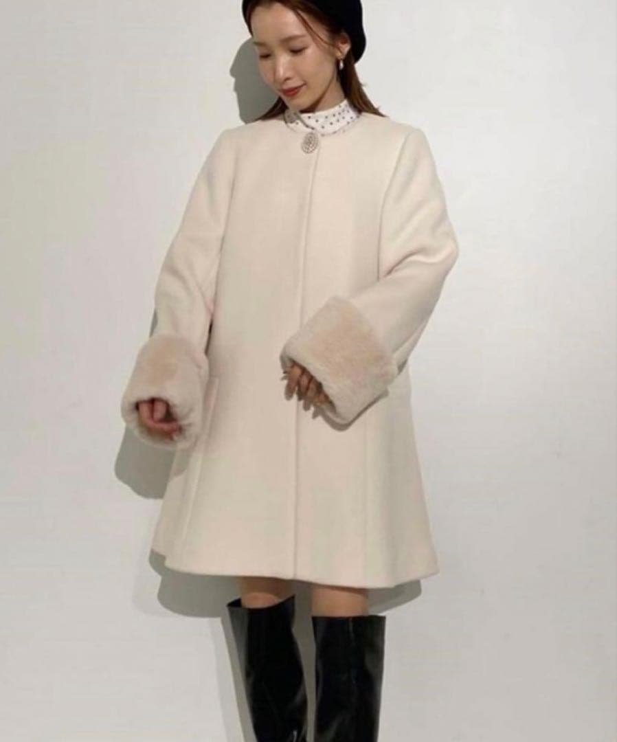 ビジューブローチAラインコート SNIDEL スナイデル【ビジューなし】