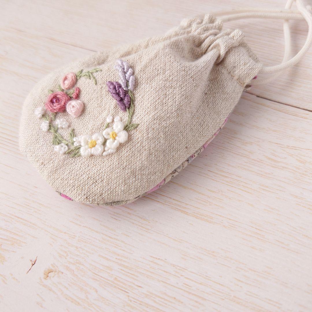 ちっちゃな巾着サシェ/詰替えタイプ【フラワーリース】