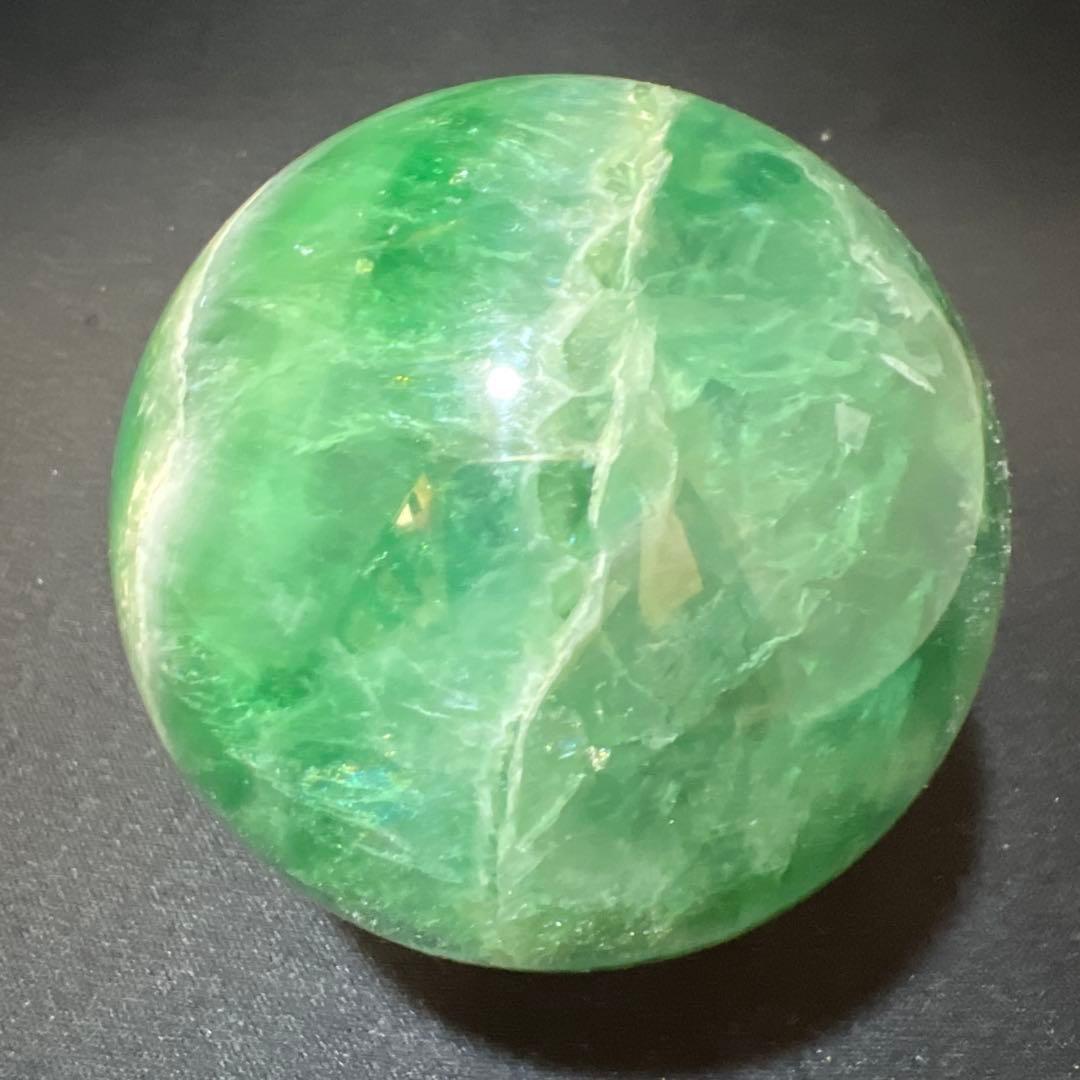 1.2kg/77mm】グリーンフローライト 共生カルサイト スフィア 丸玉