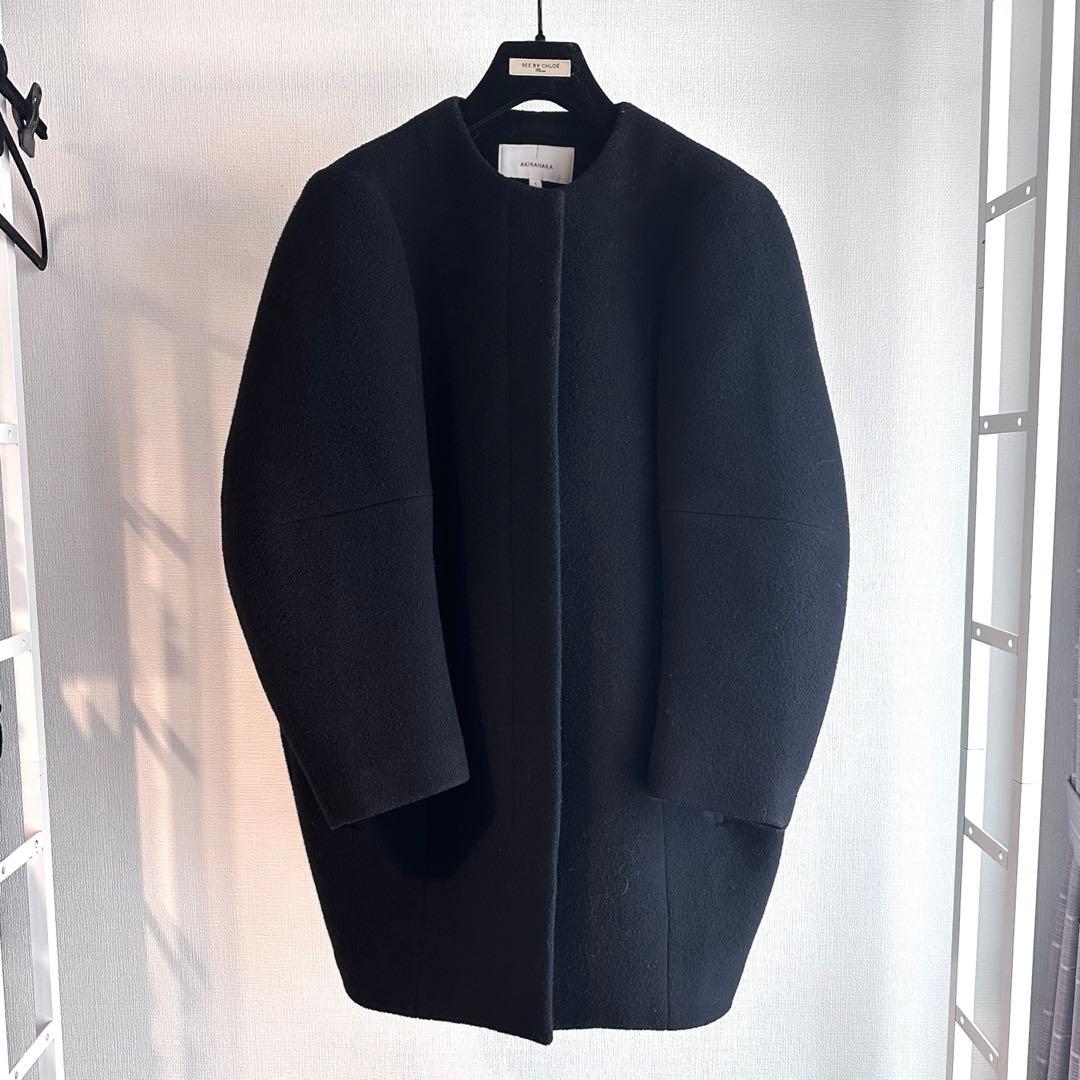 AKIRA NAKA ウール100% ノーカラー コート 美品