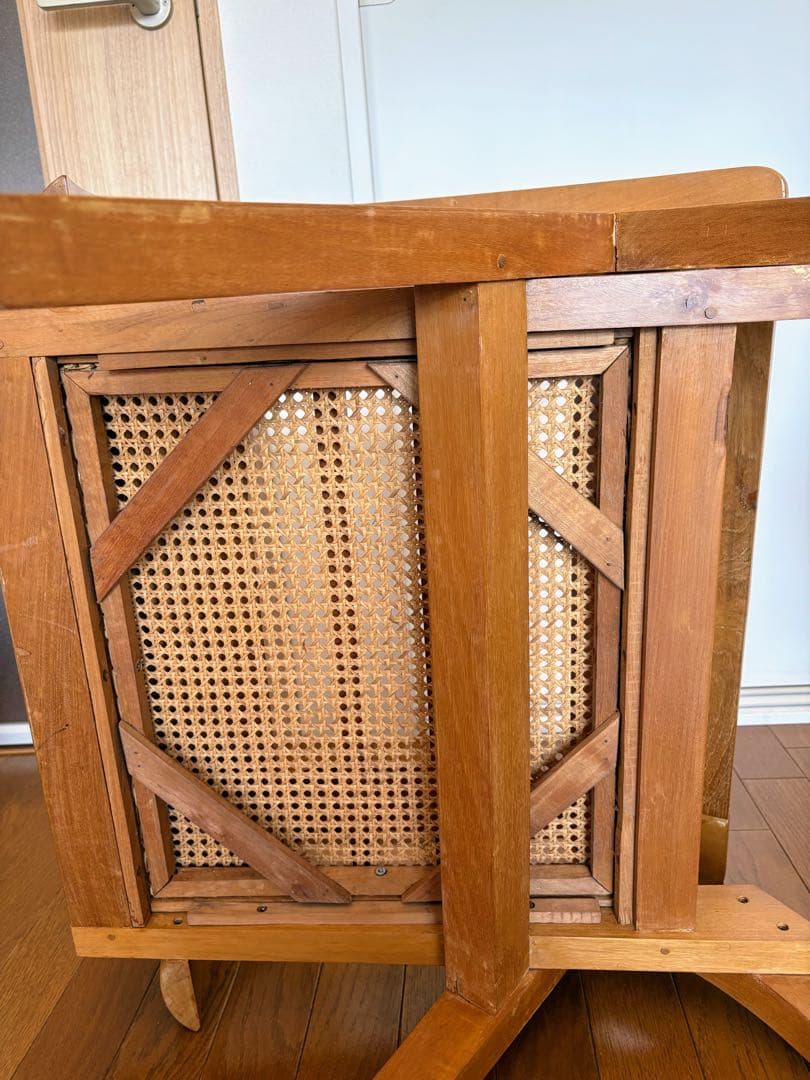 ラウンジチェア　ミッドセンチュリー　ラタン　椅子　USED 籐