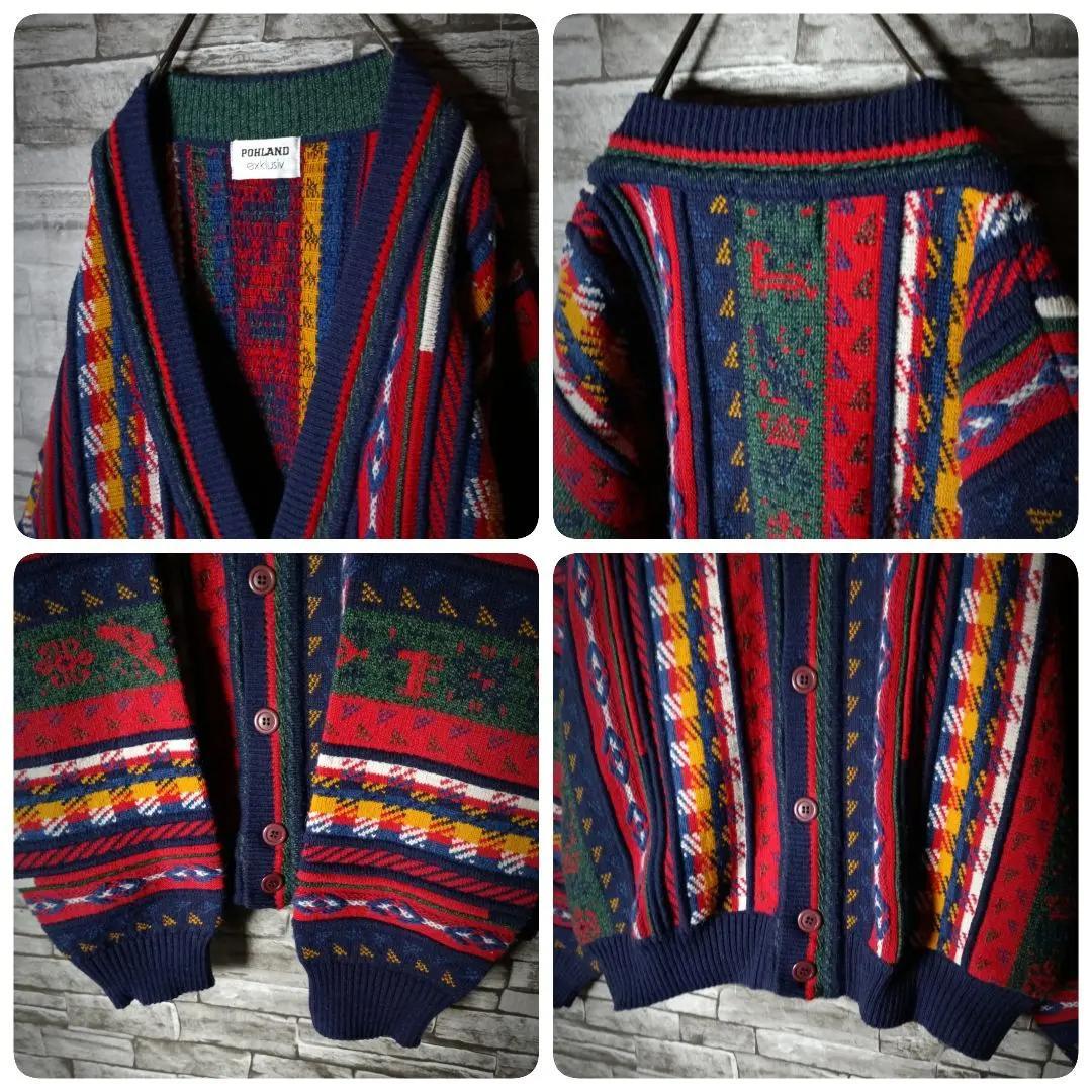 オシャレなユーロ輸入古着☆POHLAND exklusiv 総柄カーディガン