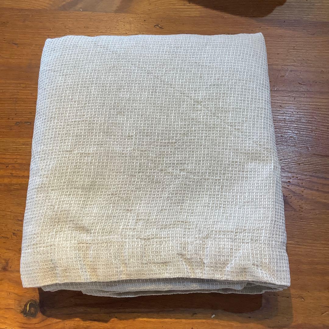 フォグリネンワーク　リネンウオッシュワッフルタオルケット　薄手　グレー