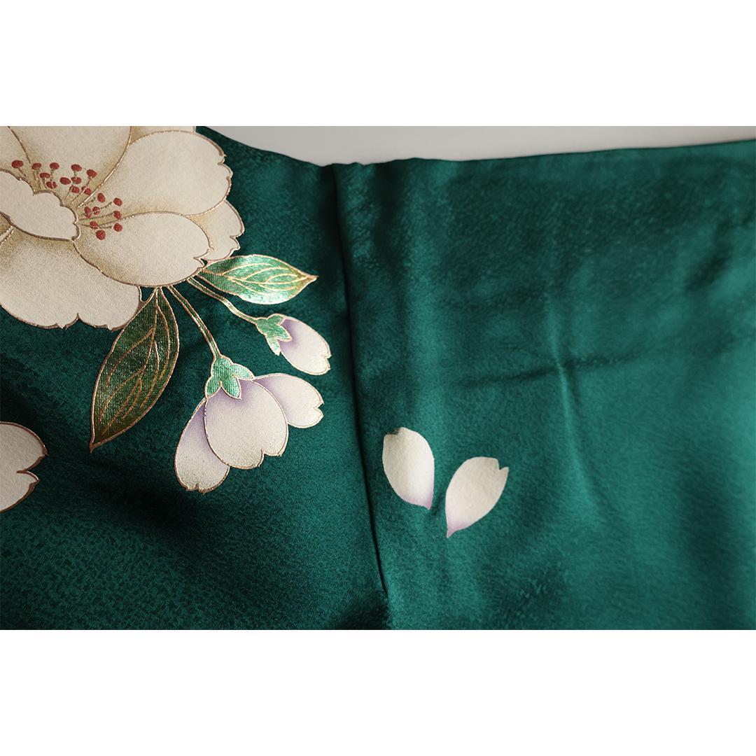 人気深緑ヴィンテージ振袖■158.5cm■単品単体成人式前撮り■正絹 BG25