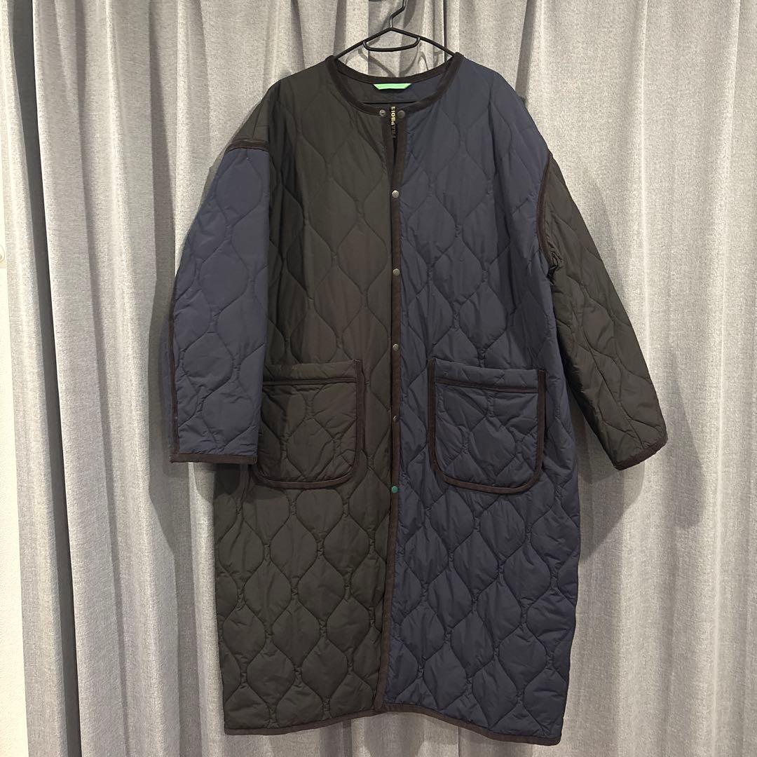 フラボア　キルティングロングコート ネイビー/ブラック　メンズ、レディー