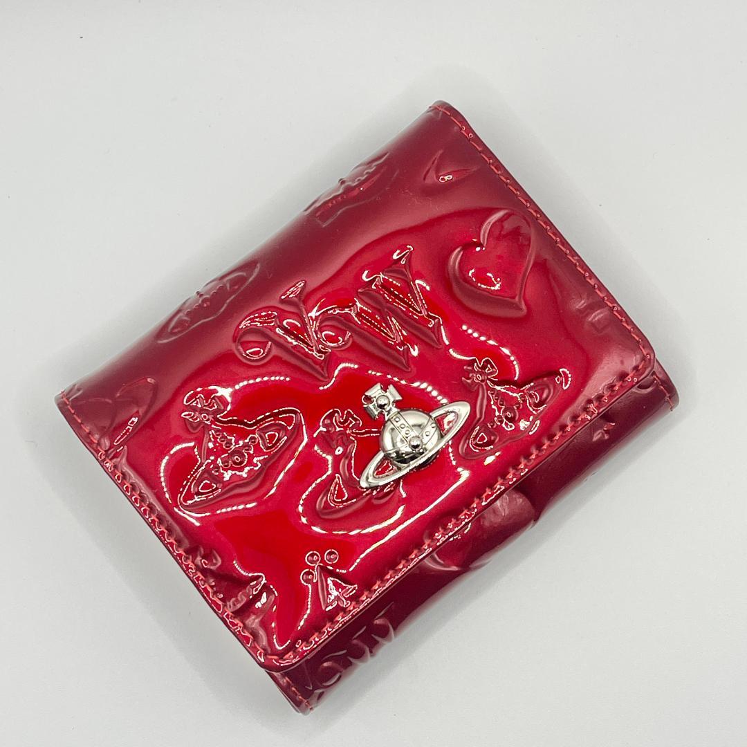 Vivienne Westwood がま口 赤 エナメル 型押し ツルツル 定番