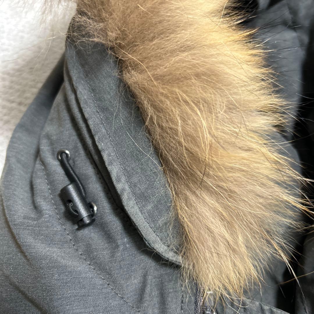 DANTON グレー ファー付きダウンジャケット