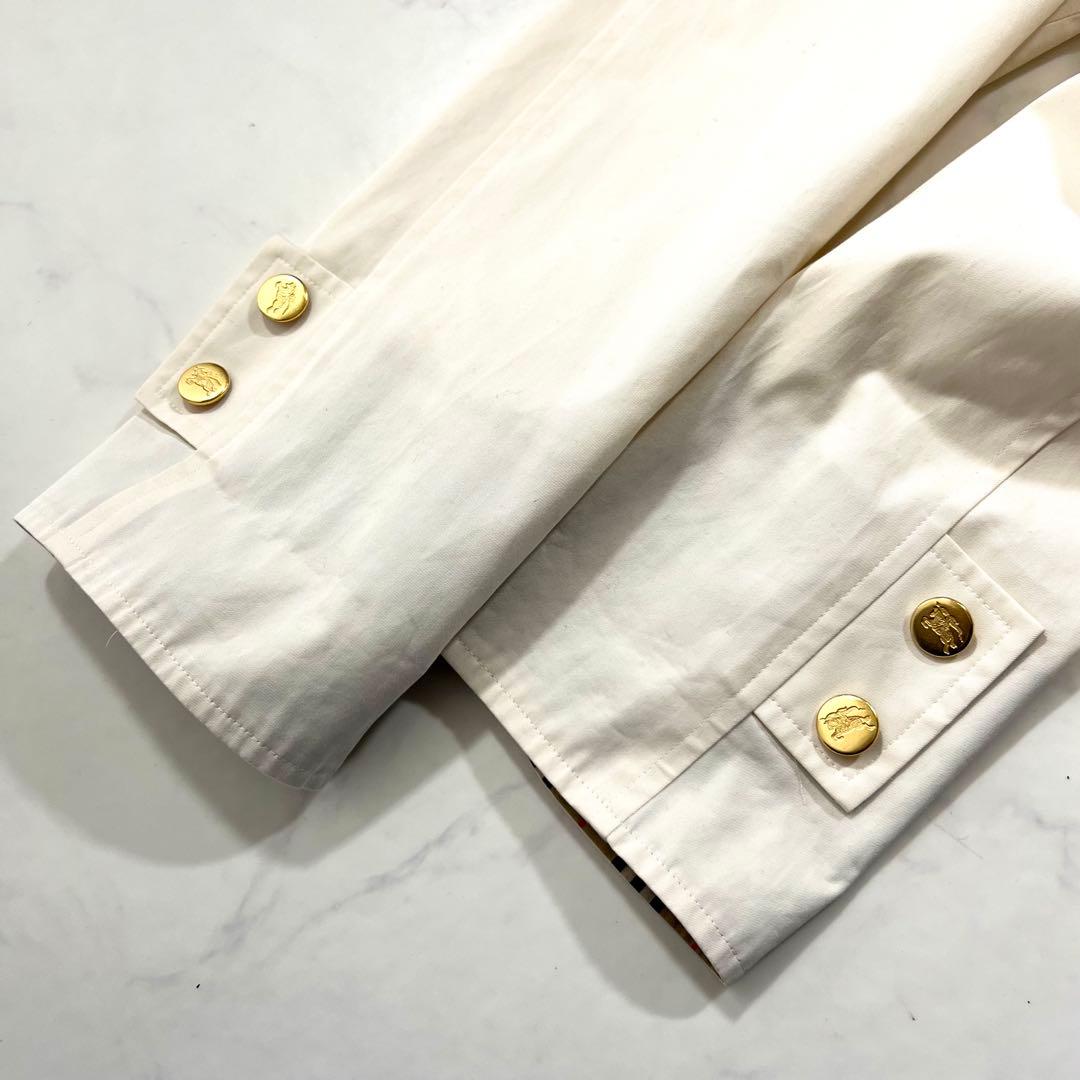Burberry ステンカラーコート アイボリー 金ボタン M 9 ノバチェック